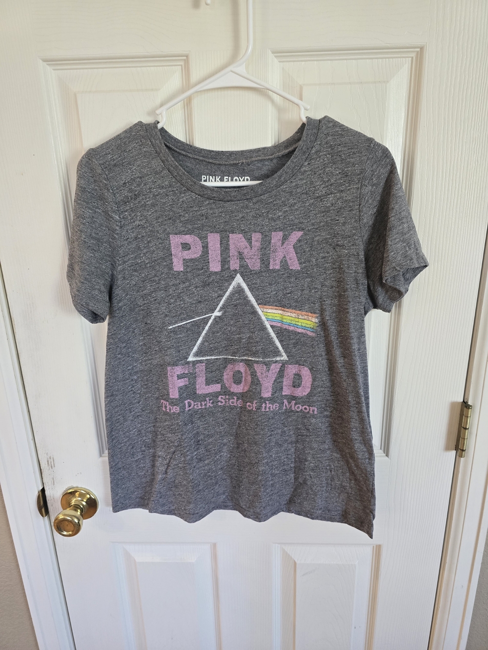 Pink Floyd Kids Gray Short Sleeve Tee with Pink Logo and Rainbow Prism